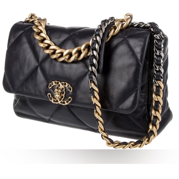 🔥🖤 CHANEL 19 Flap Bag Leather Quilted Large - Picture 5 of 8